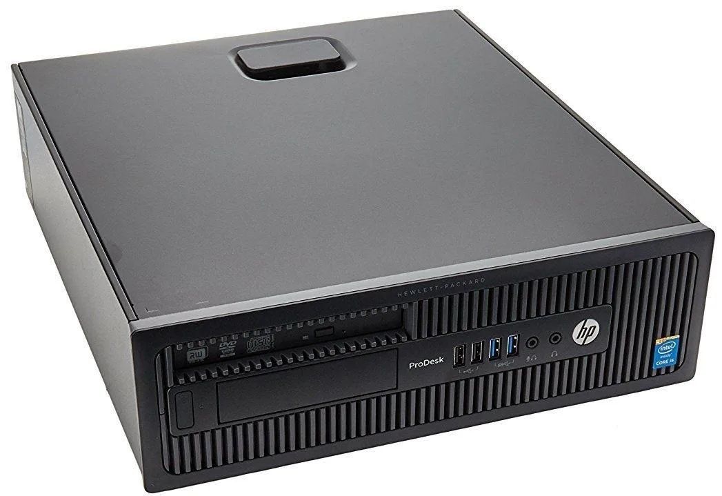 Black small-form-factor desktop tower with included keyboard and mouse