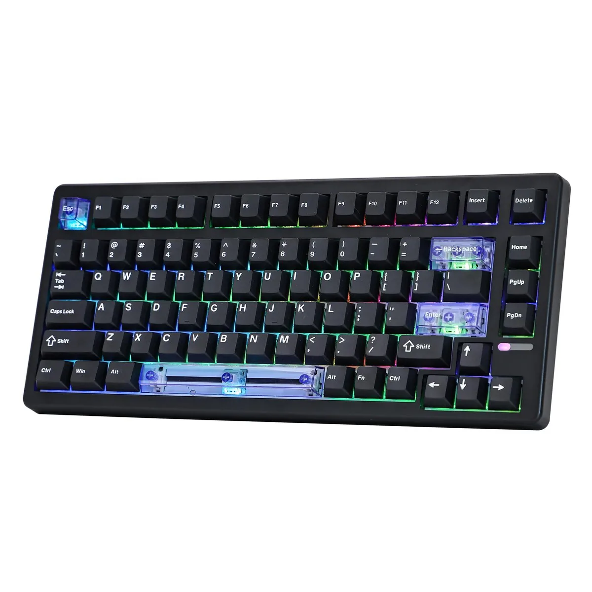 Compact black 75% wired keyboard with RGB backlighting and magnetic switches