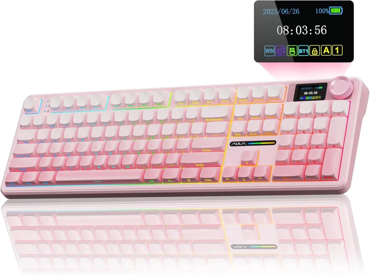 WISDUM WISDUM F108 Pro Gaming Keyboard Pink Screen Knob 8000mAh — product photo
