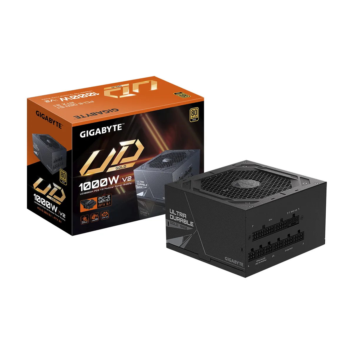 GIGABYTE GIGABYTE GP-UD1000GM PG5 V2 1000 W 80 PLUS GOLD power supply — photo du produit