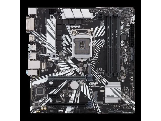 ASUS PRIME Z390M-PLUS mATX motherboard black PCB silver heatsinks