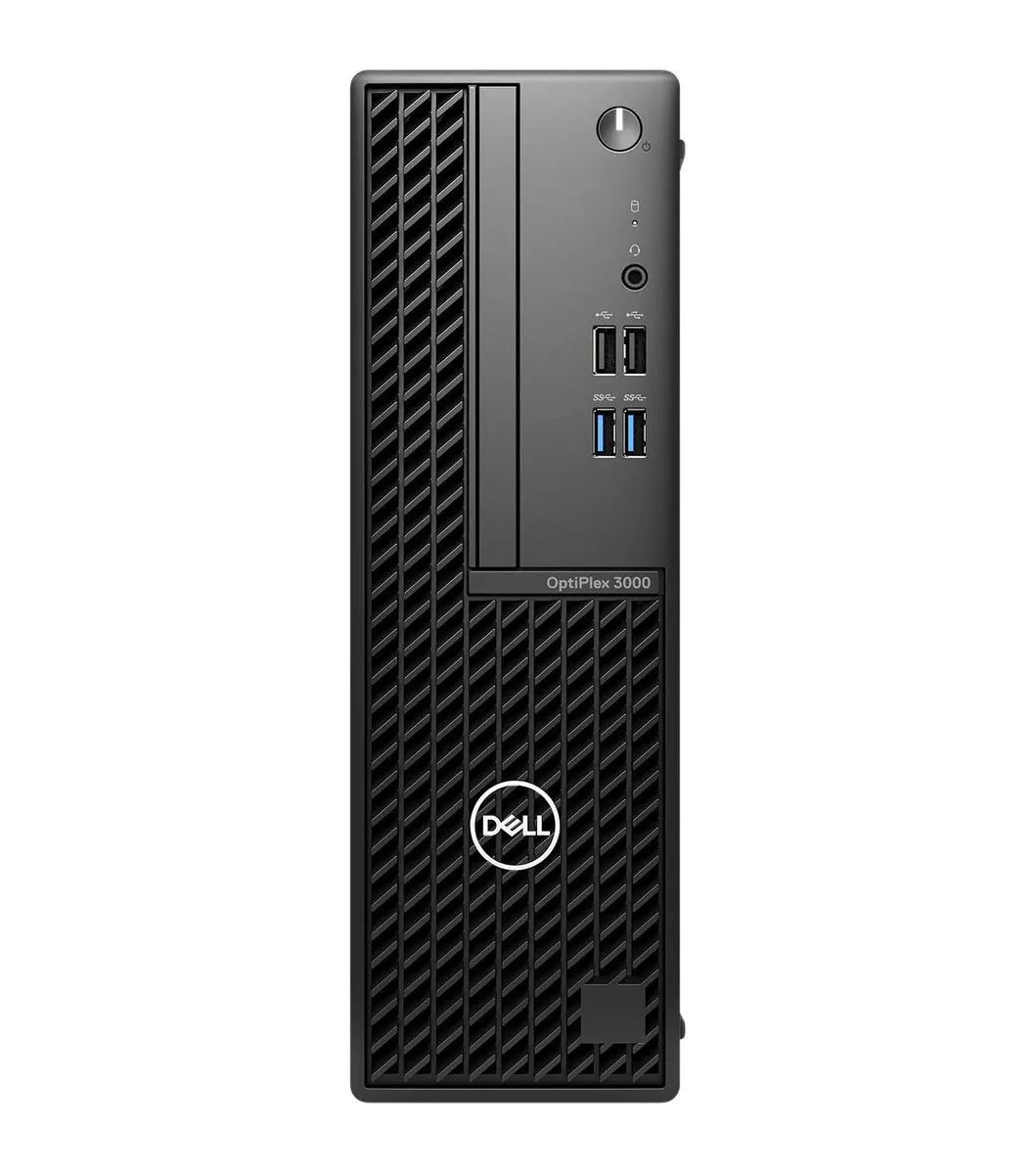 Refurbished Dell 3000 slim desktop tower in matte black finish