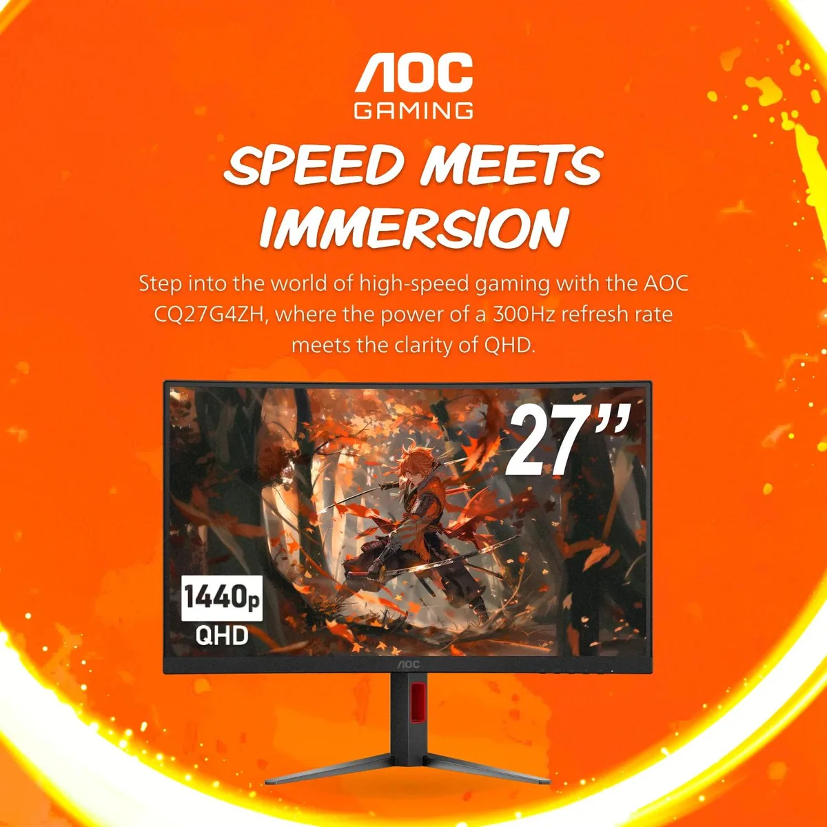 AOC Monitors AOC Monitors CQ27G4ZH 27" Curved QHD 300Hz Gaming Monitor — product photo