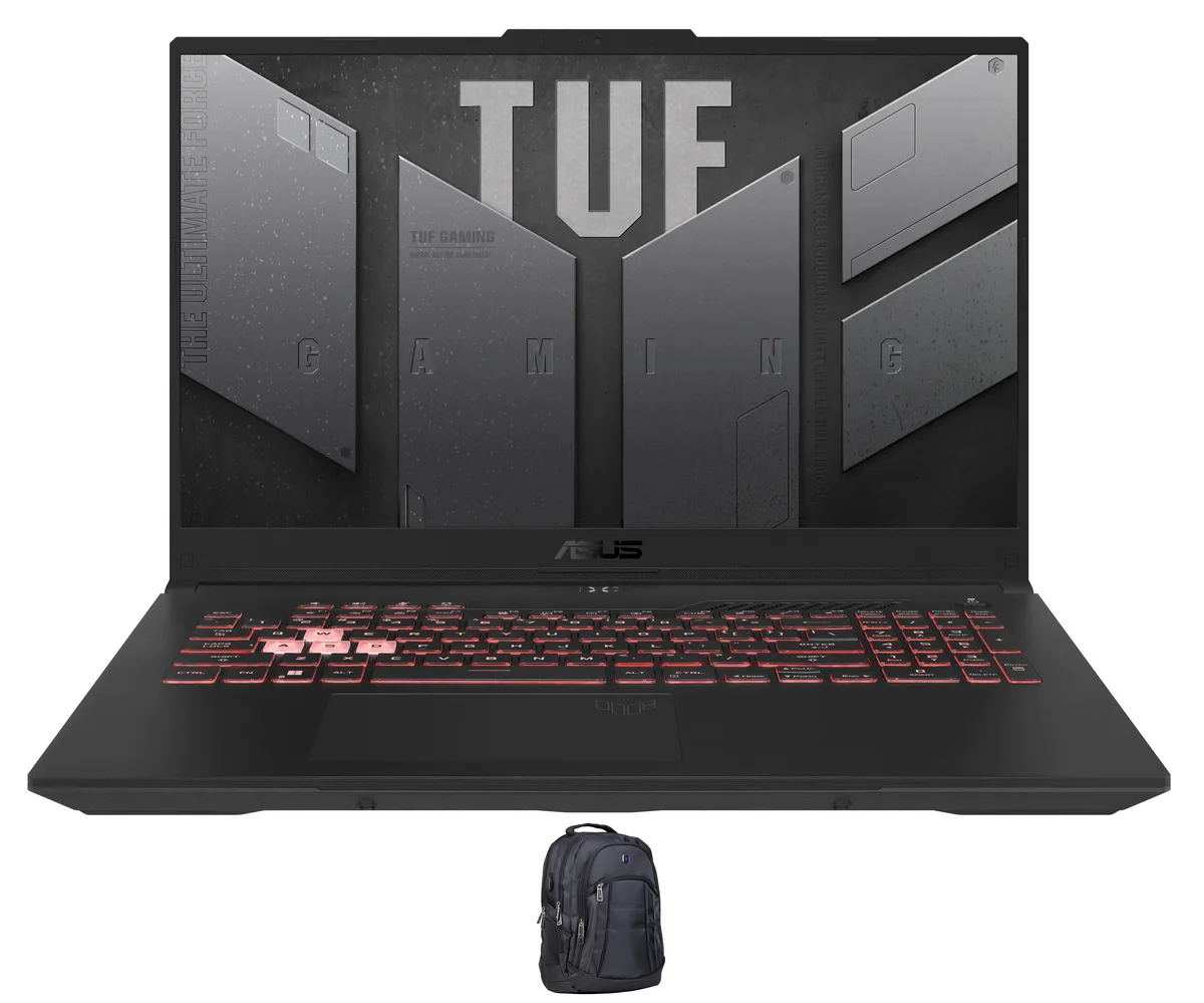 Mecha Gray ASUS TUF Gaming A15 laptop with RGB backlit keyboard