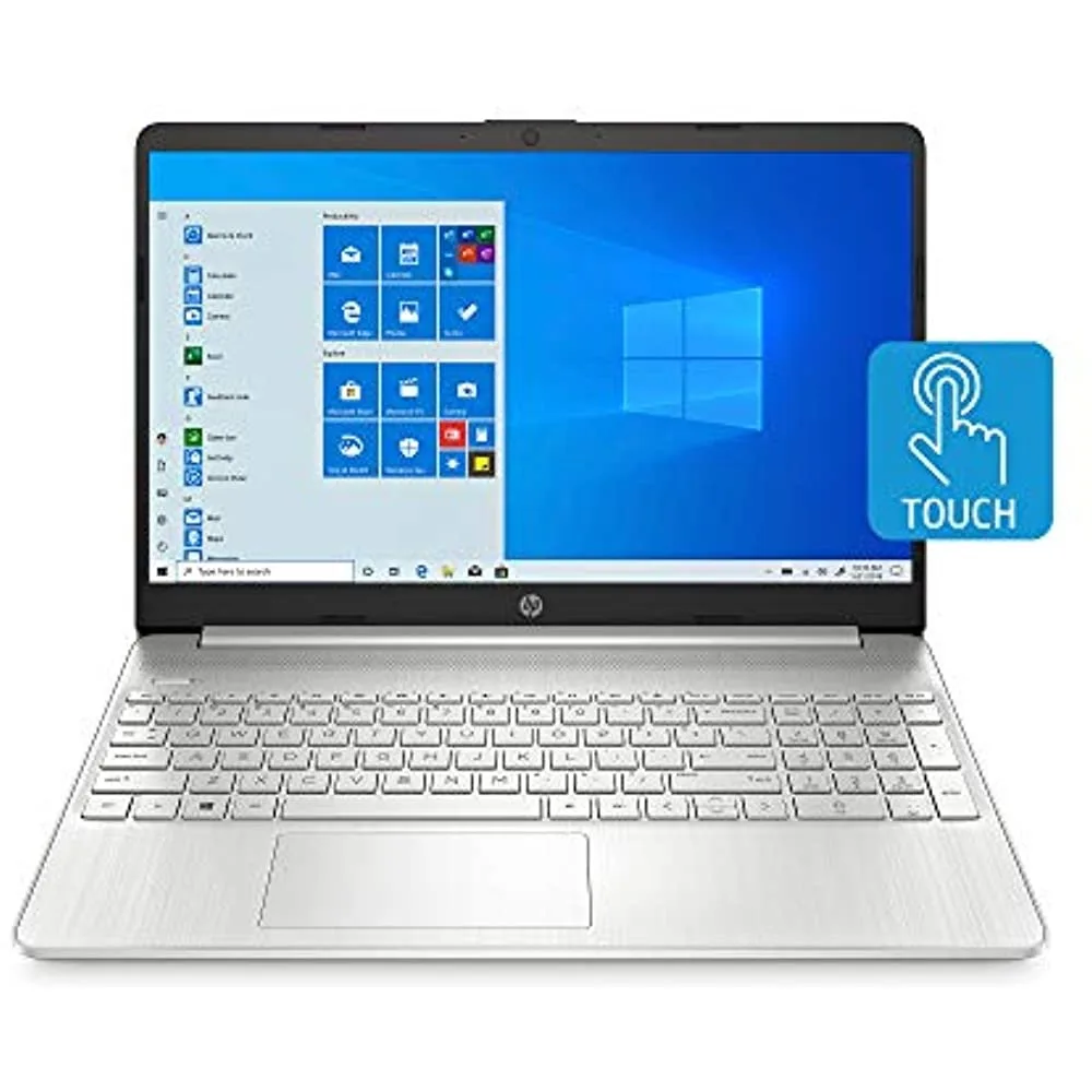Natural silver 15.6 inch touchscreen laptop with micro-edge display