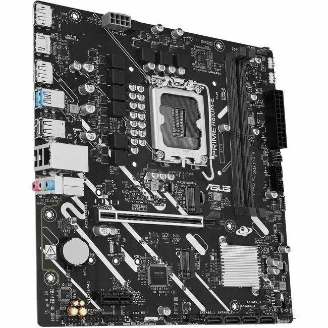 Green Micro-ATX board with black slots and silver heatsinks