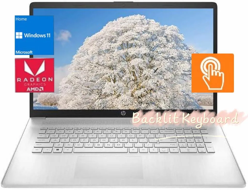 HP HP 17.3" HD+ Touchscreen Laptop AMD Ryzen 5 7530U 32GB RAM 512GB SSD Silver — product photo