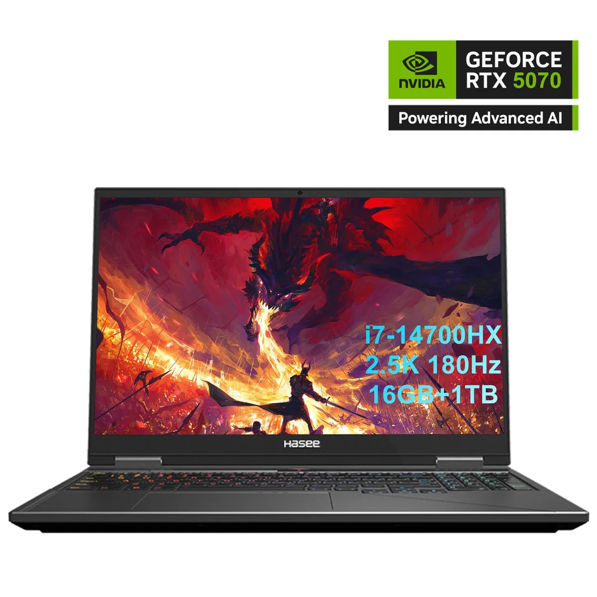 Hasee Hasee T8 Pro 16'' RTX 5070 i7-14700HX 16GB 1TB 180Hz gaming laptop — product photo