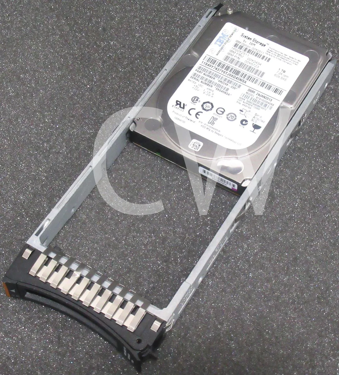 Silver 2.5 inch SAS hard drive in black caddy tray