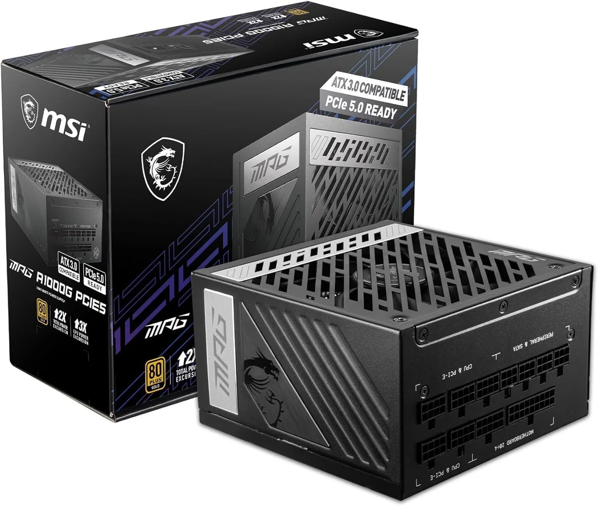 Black ATX power supply, full modular cables, 135 mm fan, 150 mm long