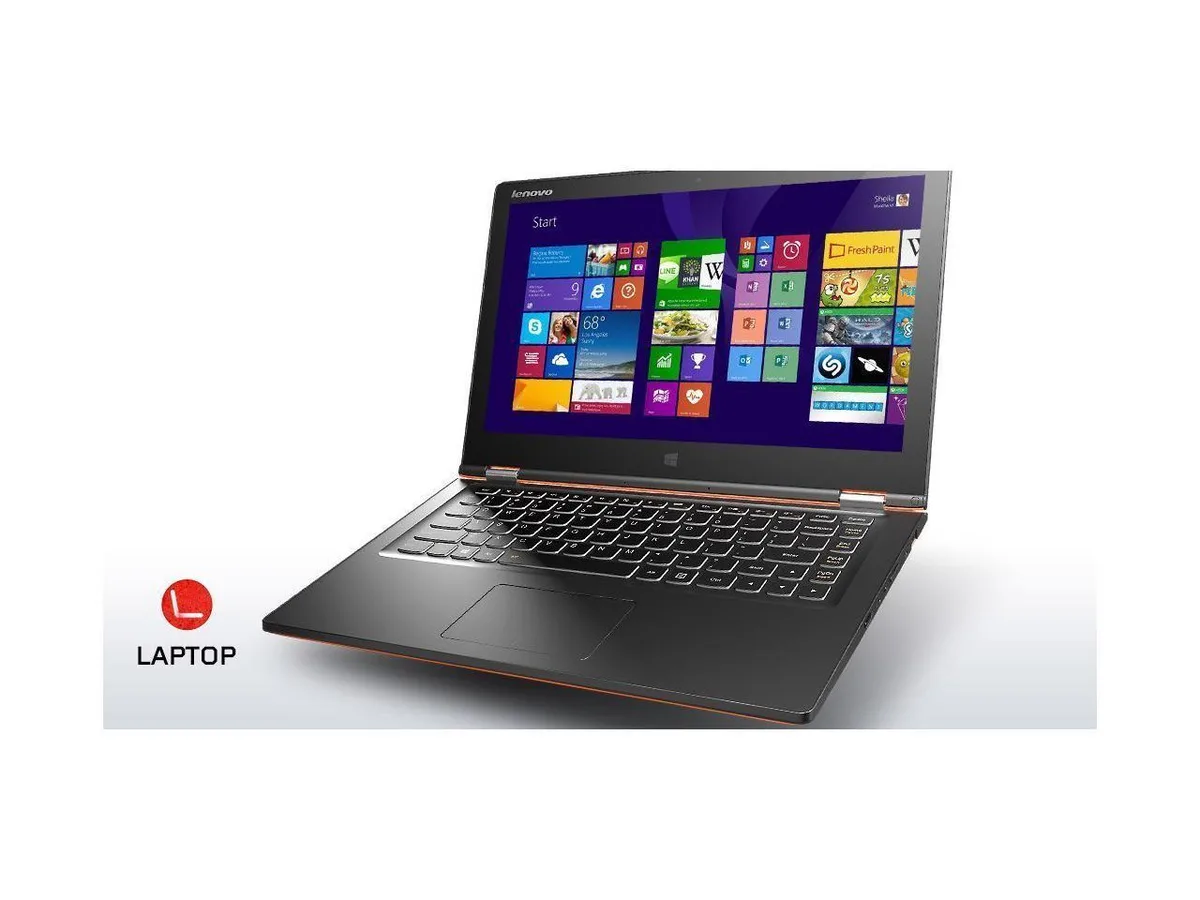 Black 13.3 inch convertible laptop with 360 degree hinge and touchscreen display