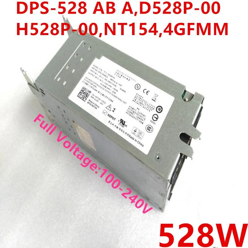 Silver rectangular ATX power supply unit with ventilation grill and label showing 528W rating