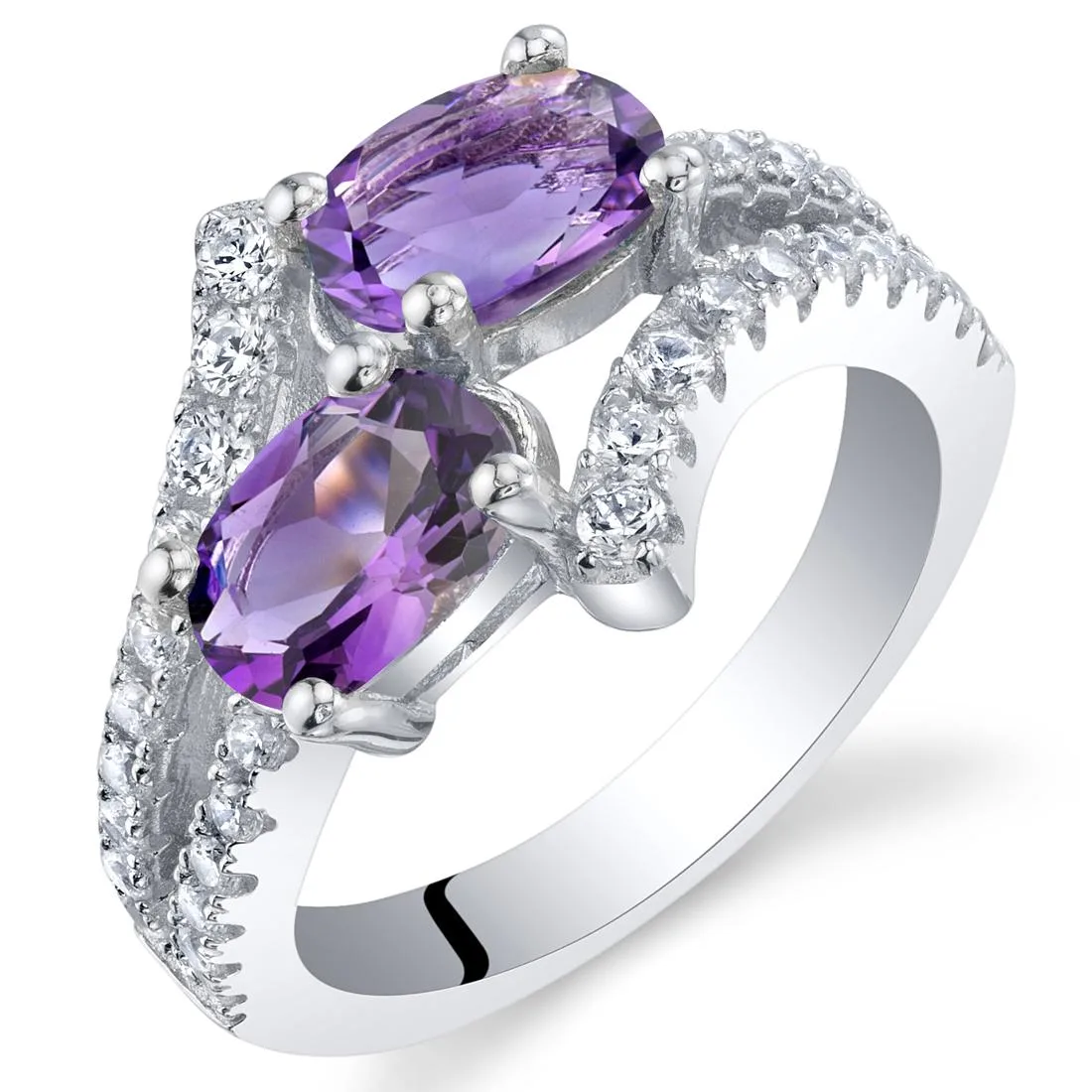Oravo Oravo Amethyst Sterling Silver Two-Stone Ring 1.50 carat — снимка на продукта