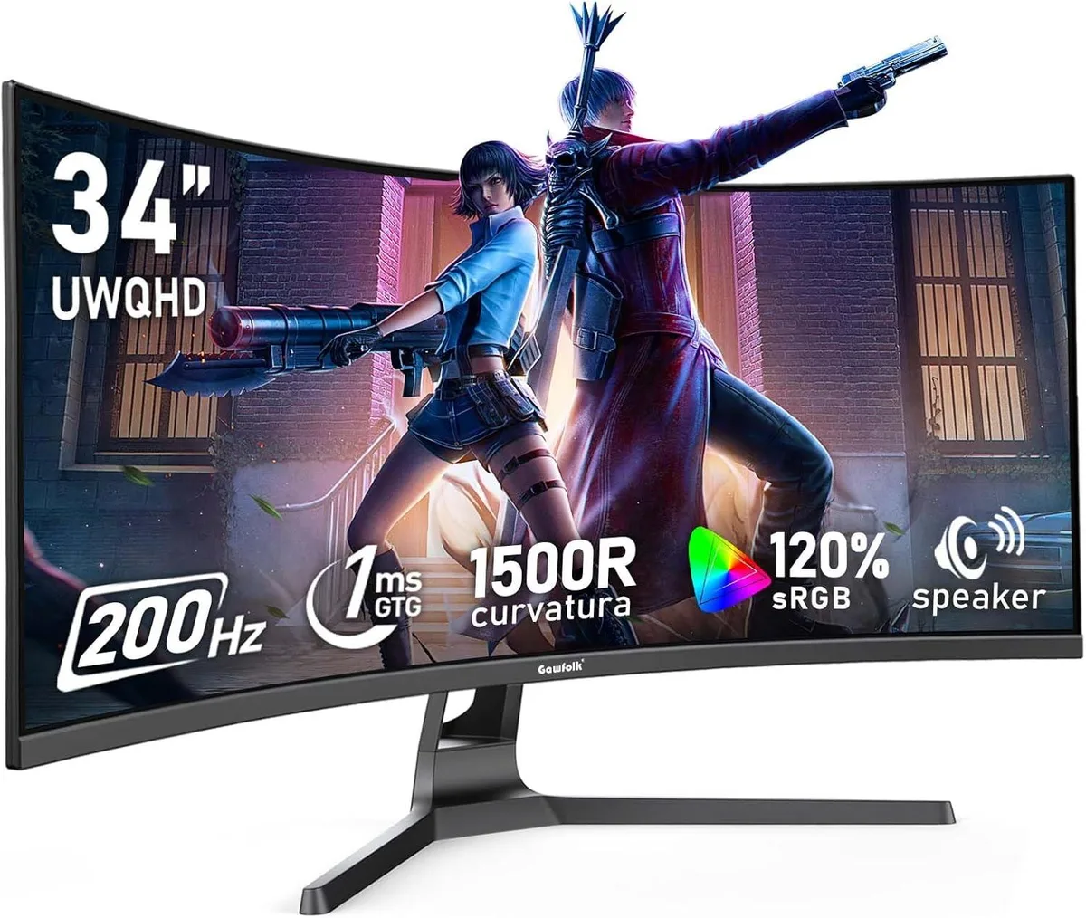 Gawfolk Gawfolk 34" 3440x1440 200Hz 1500R Curved Gaming Monitor — product photo