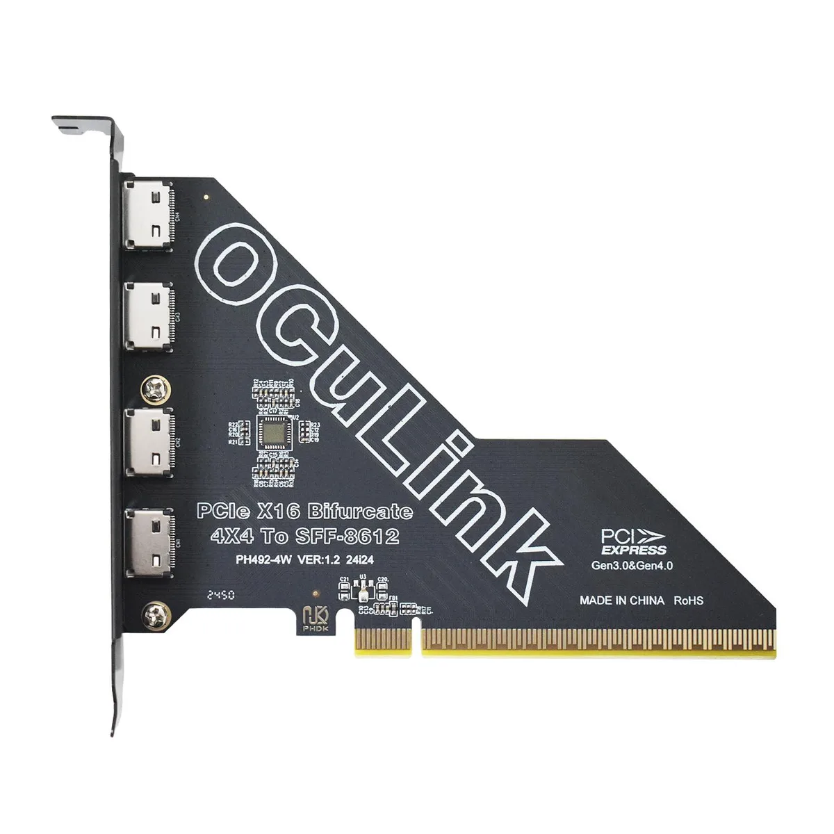 LetLinkSo LetLinkSo LLS-CD-1PC4OC-01 PCIe 4.0 x16 to 4-port Oculink SFF-8612 Adapter — foto del prodotto
