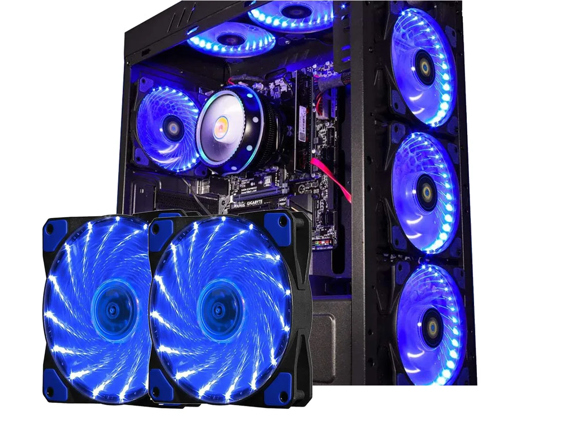 sakose sakose 12025-LED 120mm case fan 15 LED 16dB 1100RPM 2-pack — foto produk