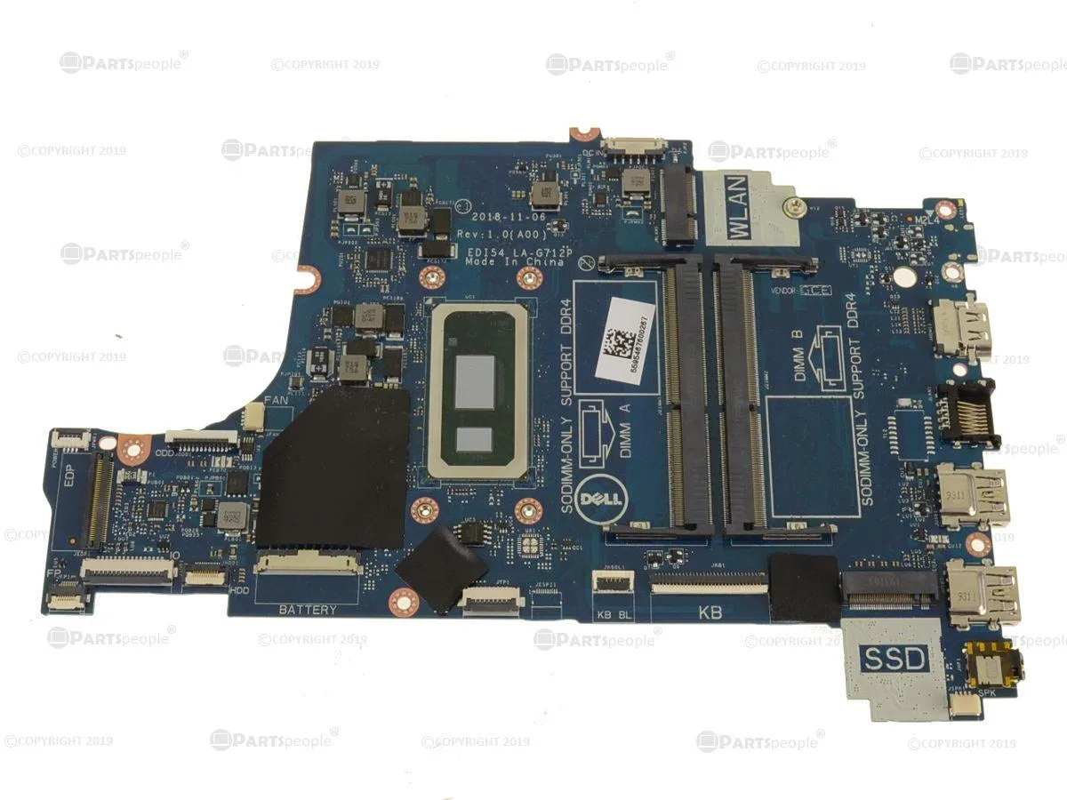 Green rectangular laptop motherboard with silver CPU socket and black components