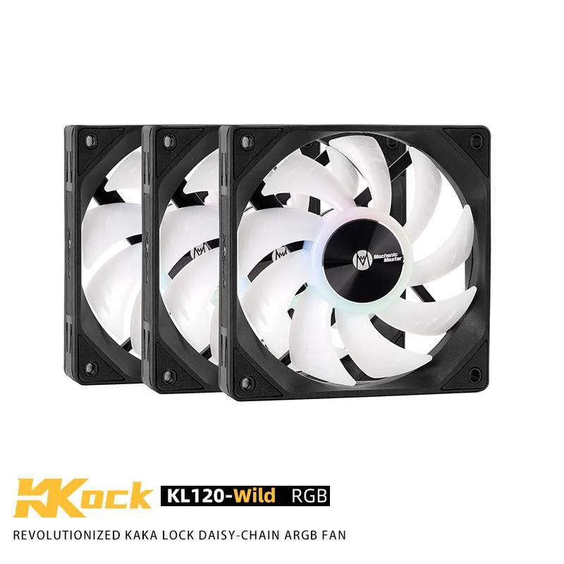 Mechanic master Mechanic Master KaKaLock Magic Cableless KL120 120mm ARGB Case Fan 3 Pack Black — product photo