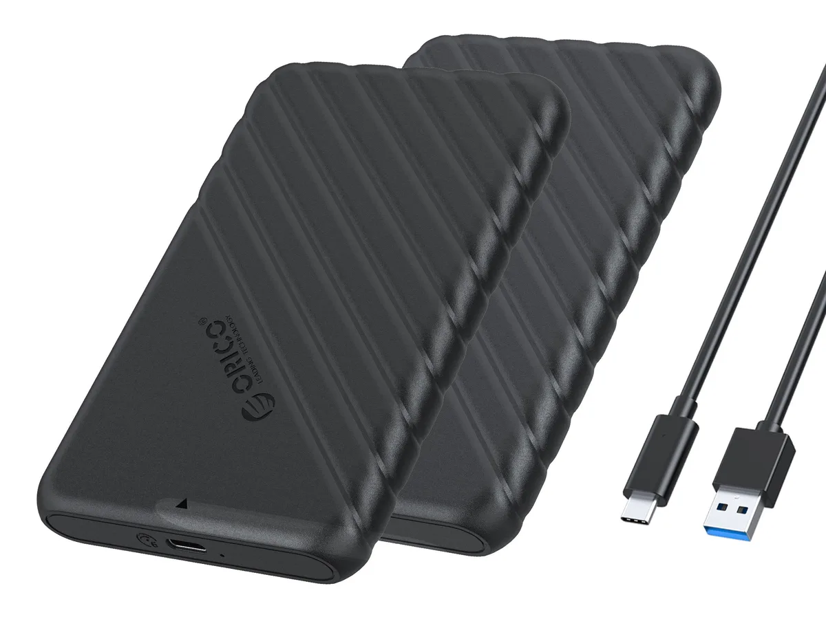 Orico Orico 2.5" SATA drive enclosure, USB-C, 6 Gbps, UASP, TRIM, 6 TB, 2-pack, black — product photo