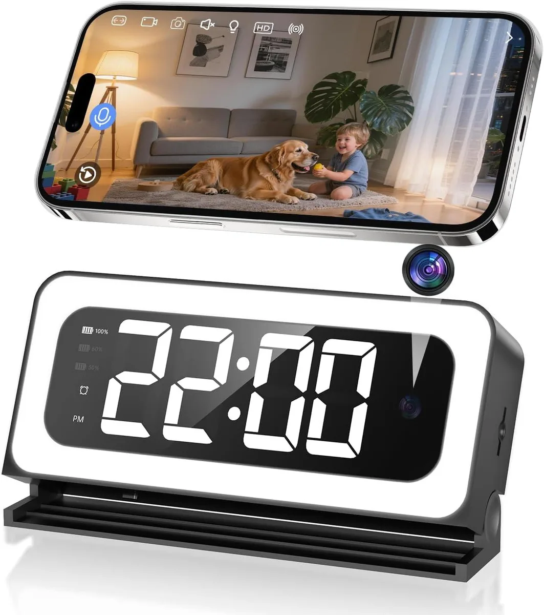 Picturesky Picturesky 2K Smart Clock Camera 4 MP 1080P Dual Band 5200mAh — preces foto