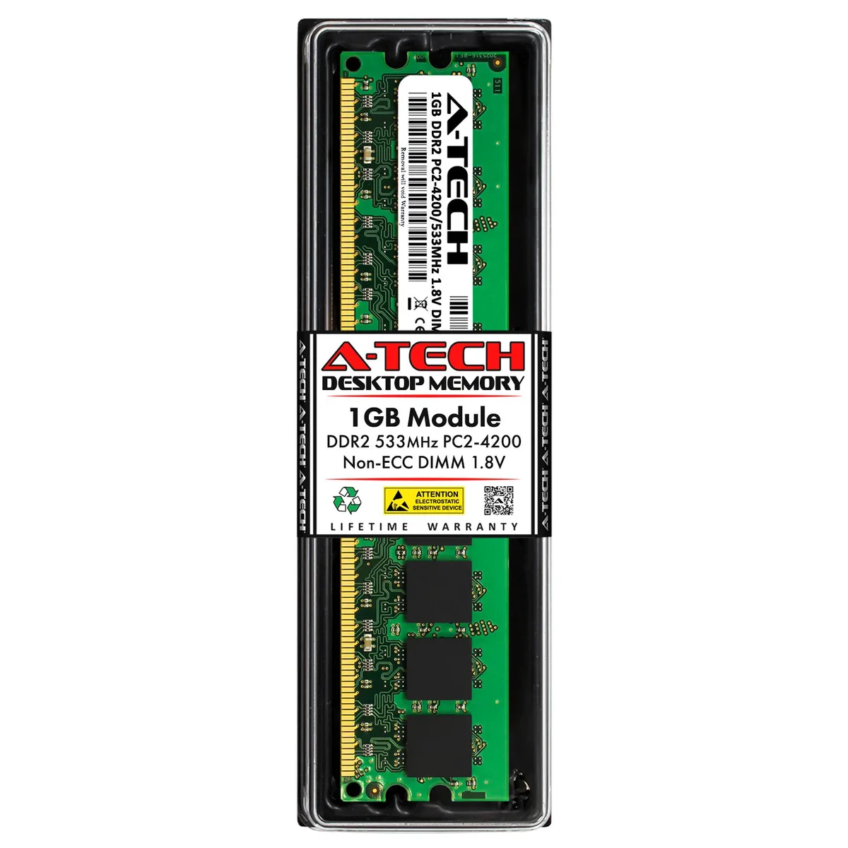 A-Tech A-Tech 1GB DDR2 533MHz PC2-4200 UDIMM Non-ECC 1.8V CL4 240-Pin desktop RAM — product photo