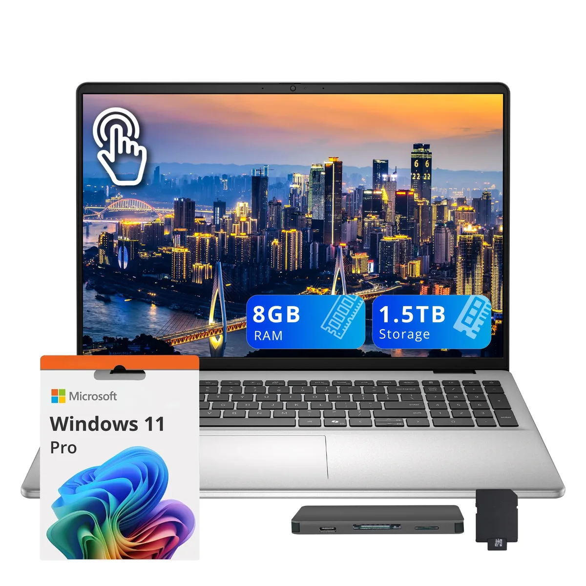 DELL Dell Inspiron 16 FHD+ Touch Core 5 120U 8GB 512GB+1TB Dock Silver Windows 11 Pro — tuotekuva