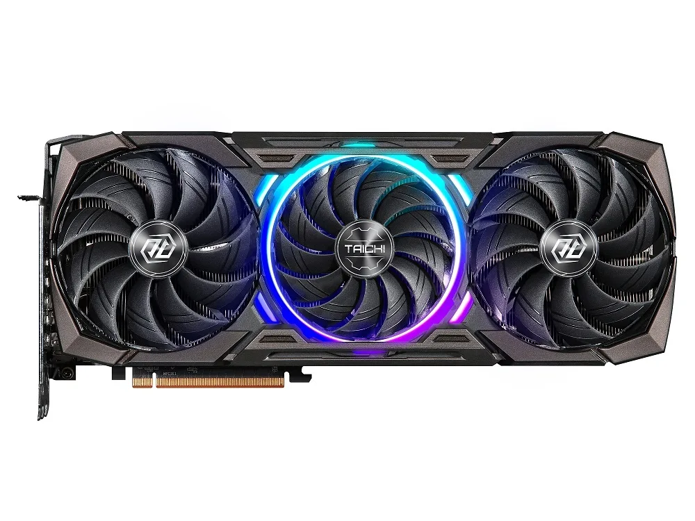ASRock Taichi Radeon RX 7900 XTX graphics card, triple-fan cooler with ARGB backplate, metal frame, three-slot ATX form factor