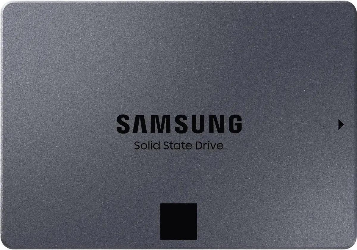 Black 2.5 inch SATA internal SSD with silver label