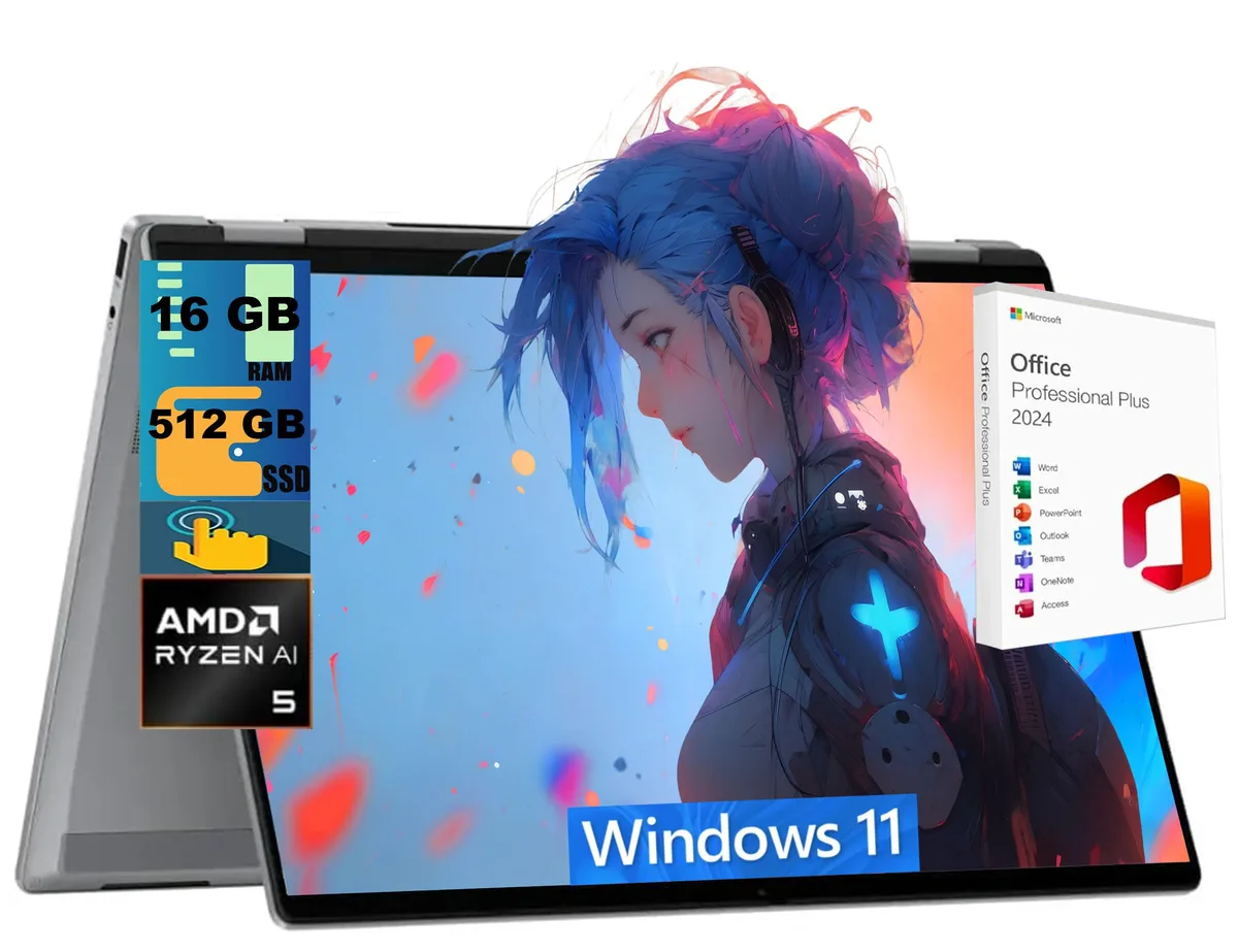 HP HP OmniBook X 16 laptop Ryzen AI 5 340 16GB 512GB 16.0" touchscreen Silver — product photo