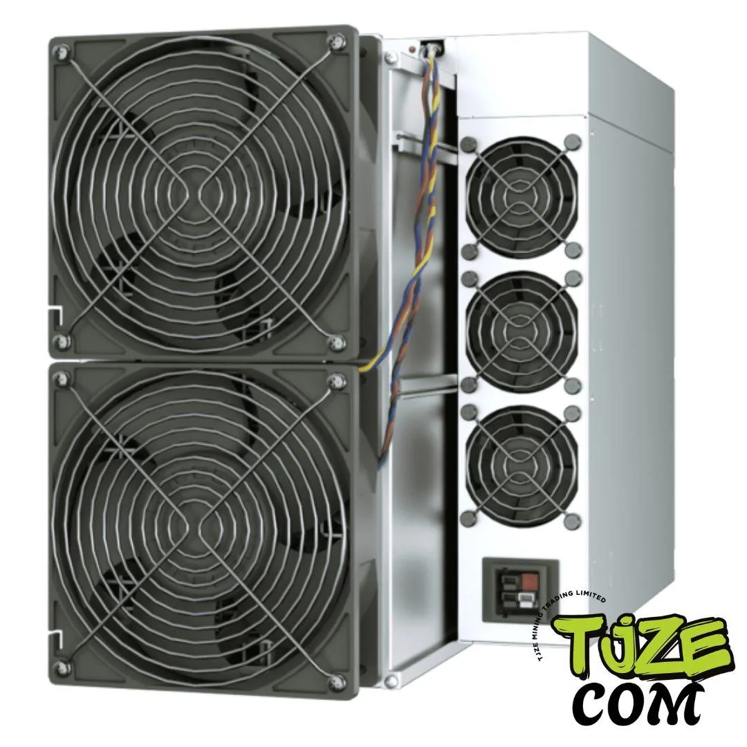 Rectangular silver metal mining unit with front grille and rear ports