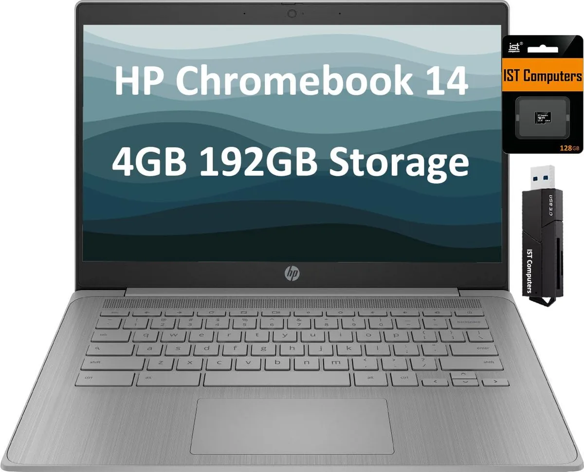 HP HP Chromebook 14a 14" HD Intel Celeron N4120 4GB 192GB (64GB eMMC + 128GB SD) Grey — foto del prodotto