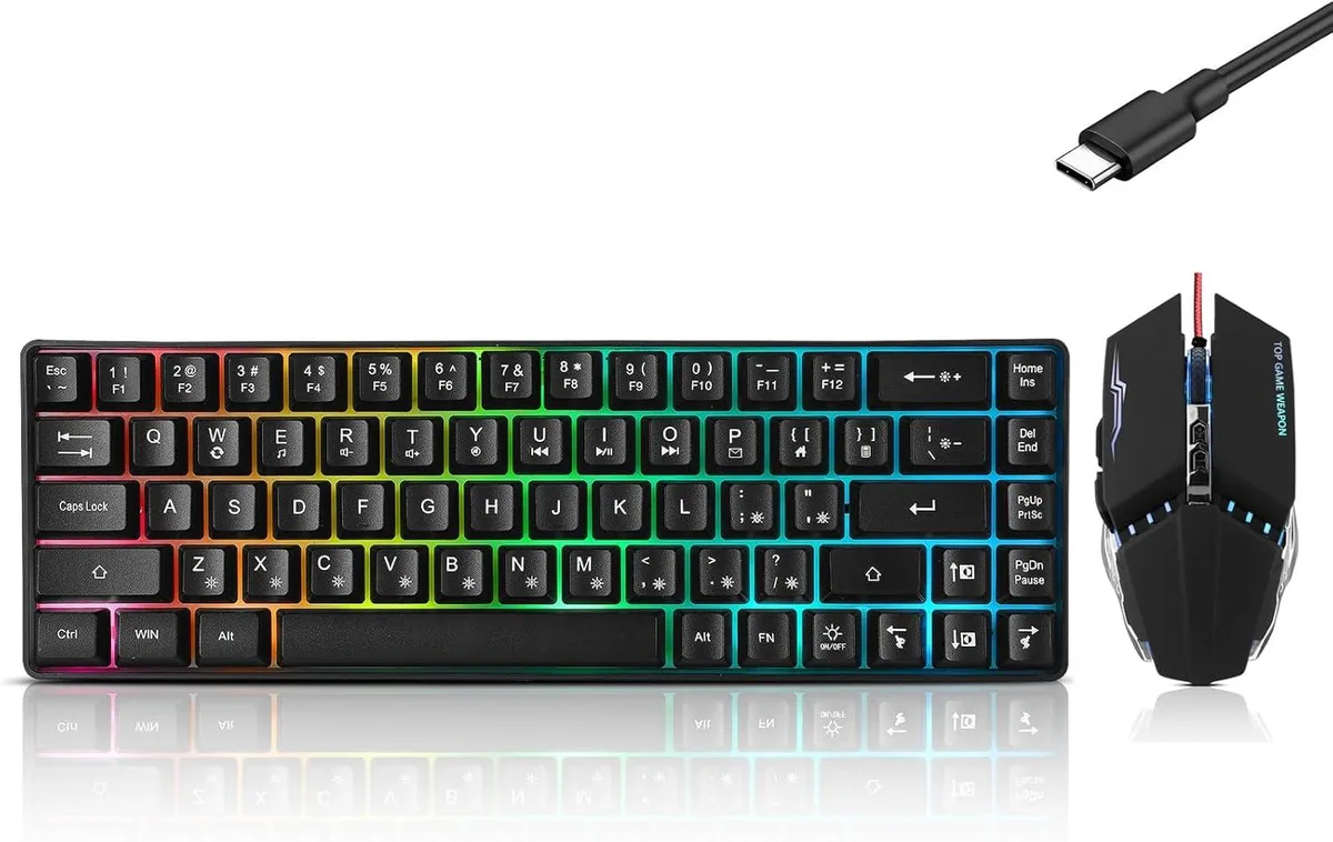 usbroway usbroway 60% Gaming Keyboard & Mouse Combo 61 Keys 3200 DPI Black — toote foto