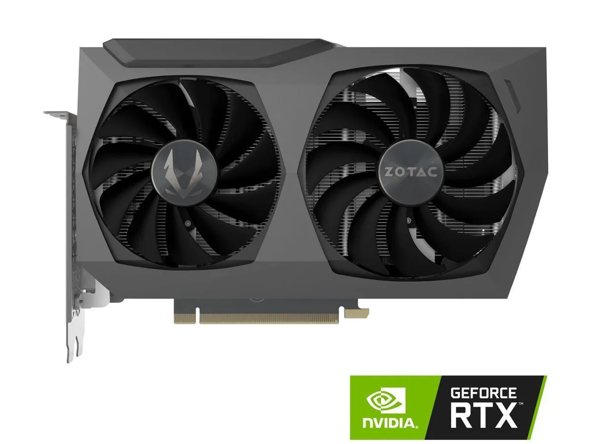 ZOTAC GeForce RTX 3070 Twin Edge graphics card, dual-fan cooler with metal backplate, white LED logo lighting
