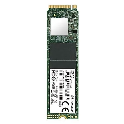 Transcend MTE110S 256 GB M.2 2280 NVMe SSD green circuit board black label