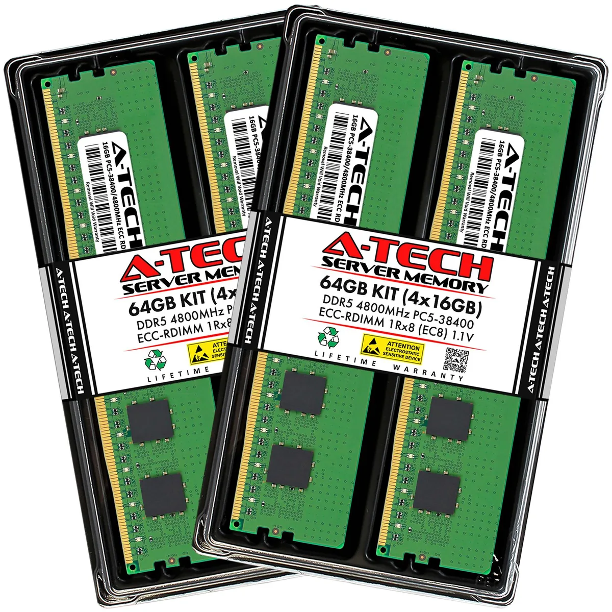 A-Tech A-Tech 64GB (4x16GB) DDR5 4800 ECC Registered RDIMM 1Rx8 Server RAM — product photo