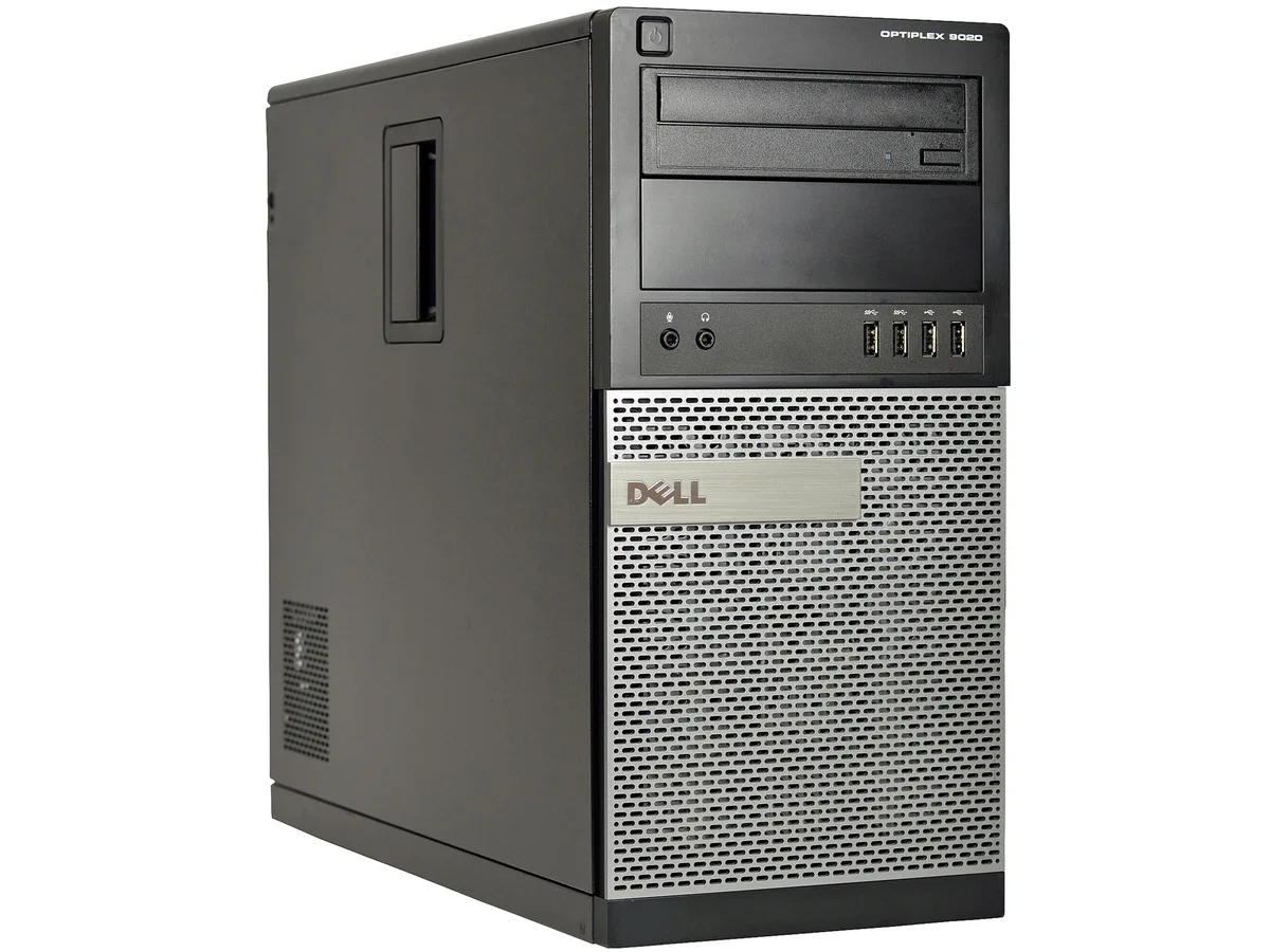 Black and silver mid-tower desktop PC, refurbished condition