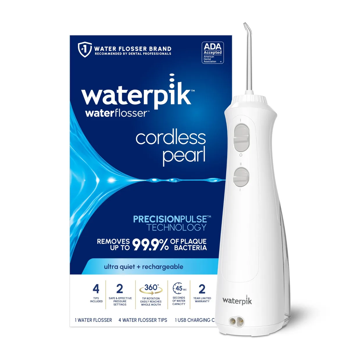  Waterpik Cordless Pearl WF-13CD010 White 7oz 24h charge — product photo