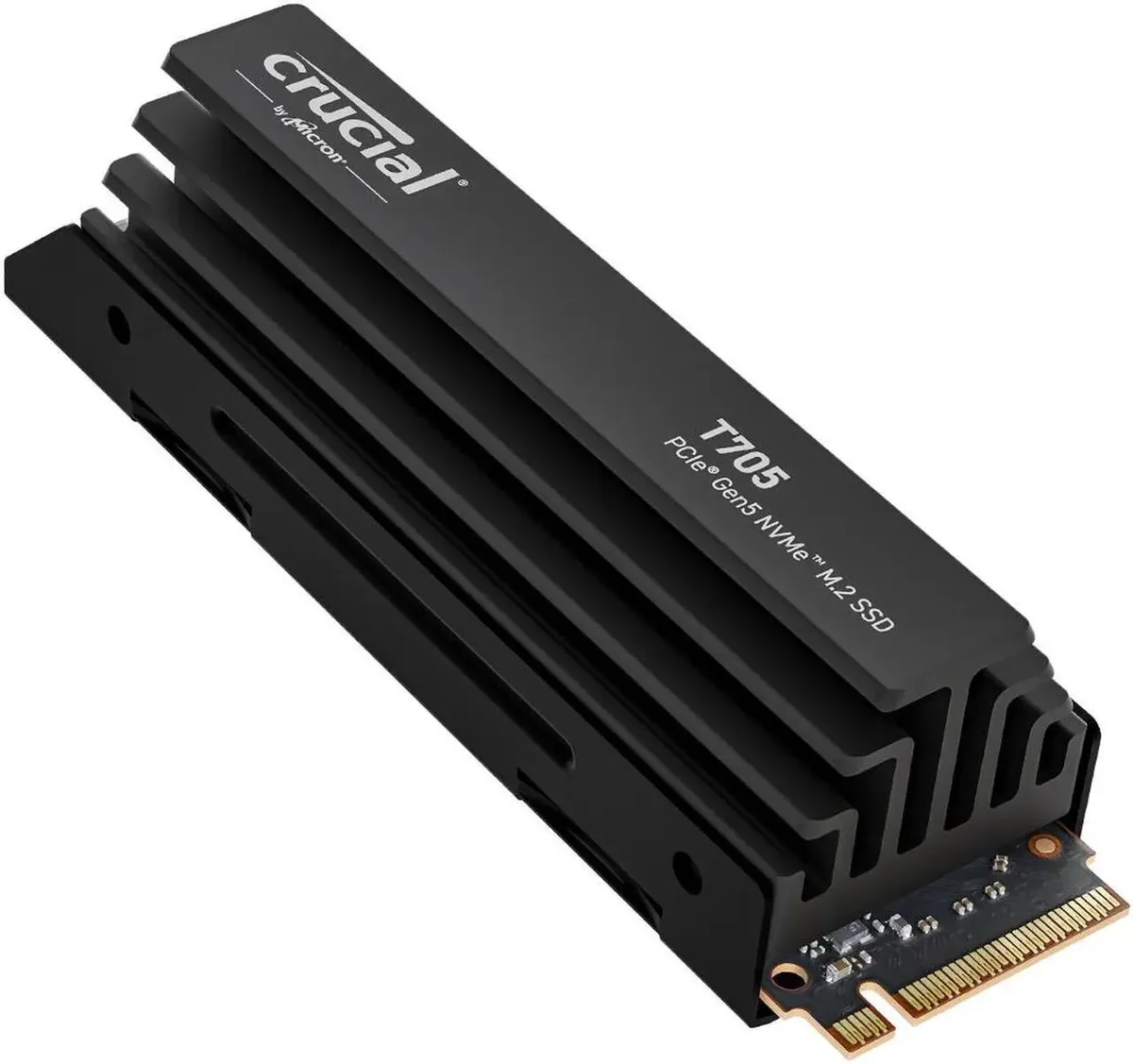 Rectangular M.2 2280 SSD with silver aluminum copper heatsink