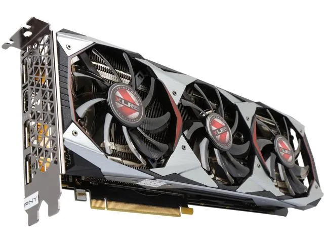 PNY GeForce GTX 1080 Ti 11GB XLR8 OC triple-fan graphics card in black and silver
