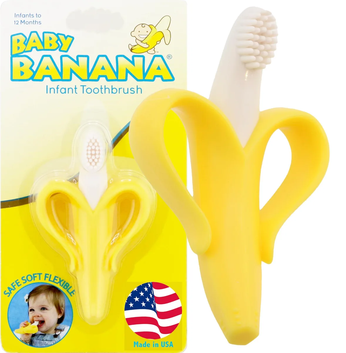 Baby Banana Infant Toothbrush White Silicone 3-18 Months — product photo