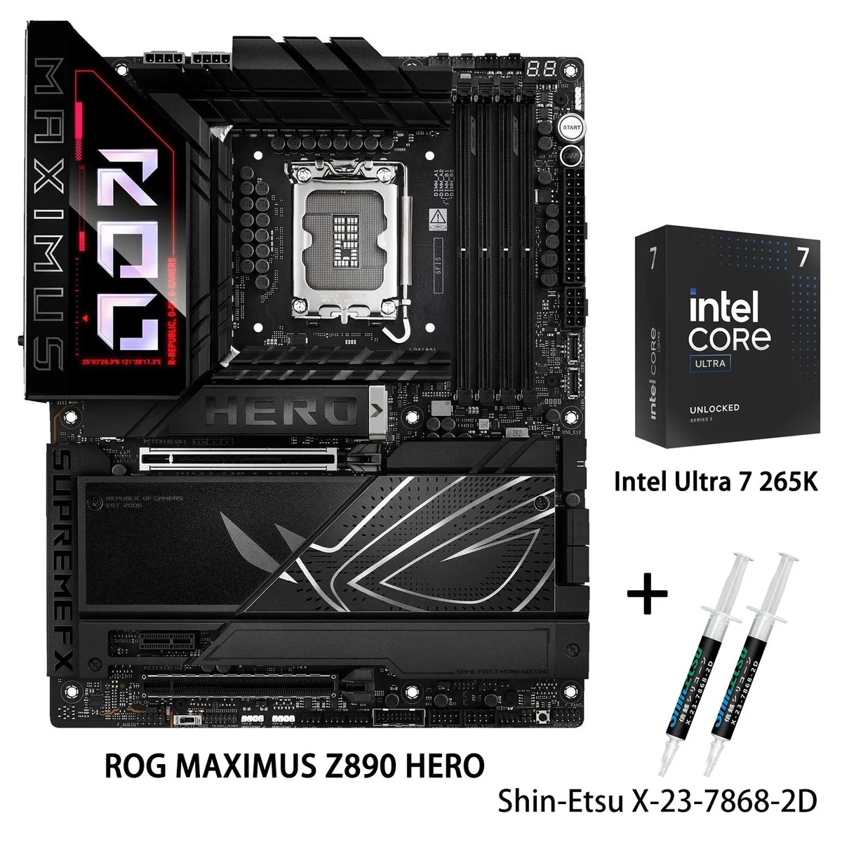 ASUS ASUS ROG MAXIMUS Z890 HERO Intel motherboard & Core Ultra 7 265K CPU combo — product photo