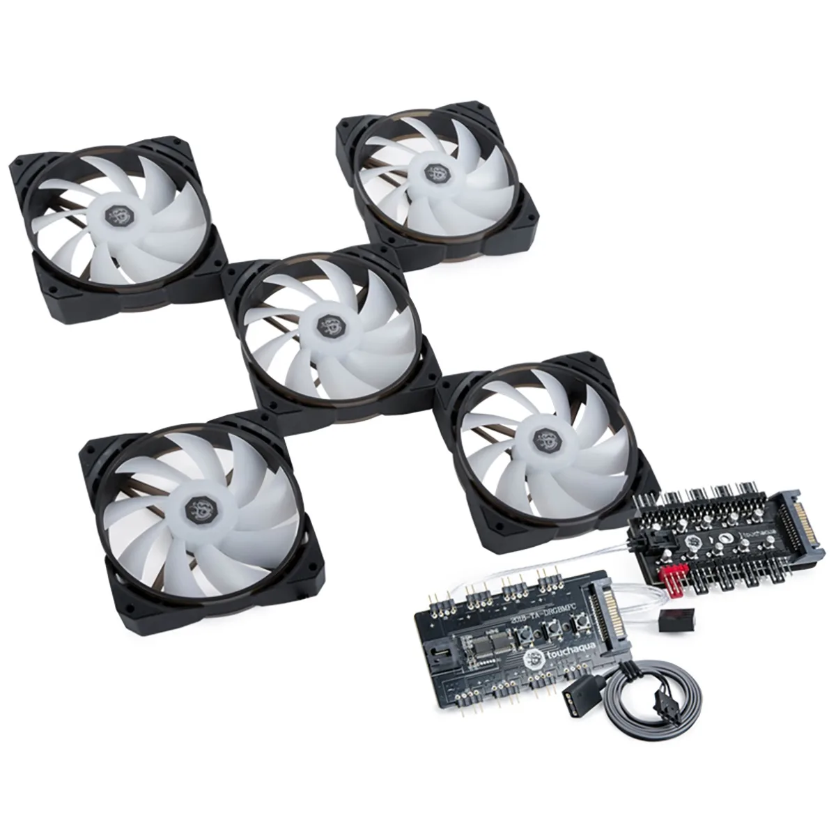 Bitspower Bitspower Touchaqua NJORD II 120 PWM Digital RGB Case Fan 5-Pack White — ภาพสินค้า