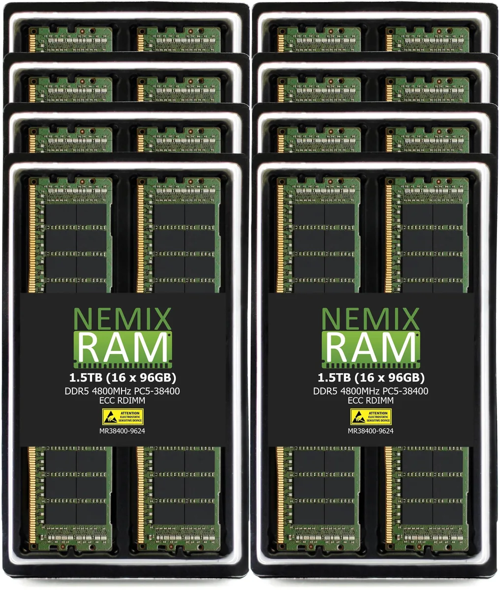 NEMIX RAM NEMIX RAM 384GB (16x96GB) DDR5 4800 CL40 ECC RDIMM server RAM — product photo