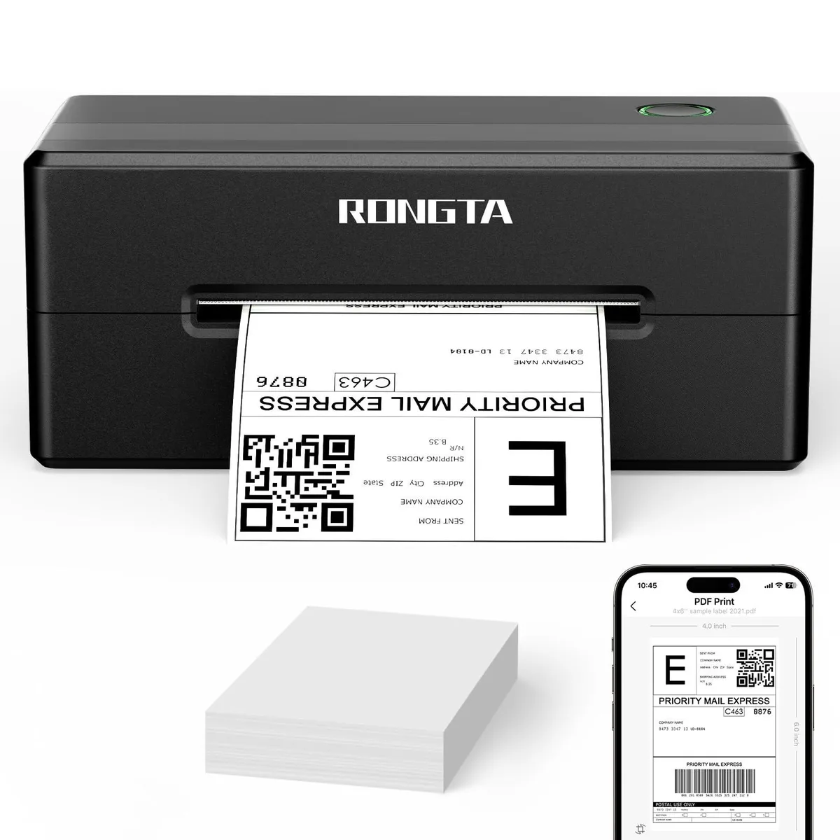  Rongta RP421A-BU-BK 4x6 Bluetooth label printer — صورة المنتج