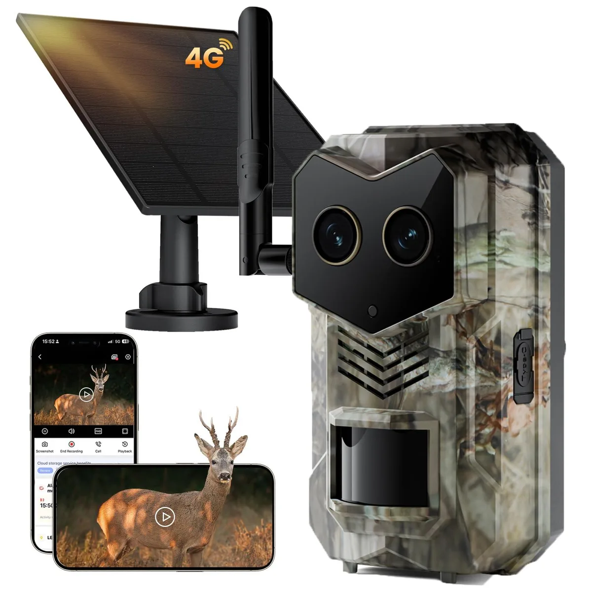  Y-cam SYCAMTC A10 4G Cellular Dual Lens Trail Camera 2.7K 1080p 0.2s 120° 66ft 940nm IP65 7800mAh — product photo