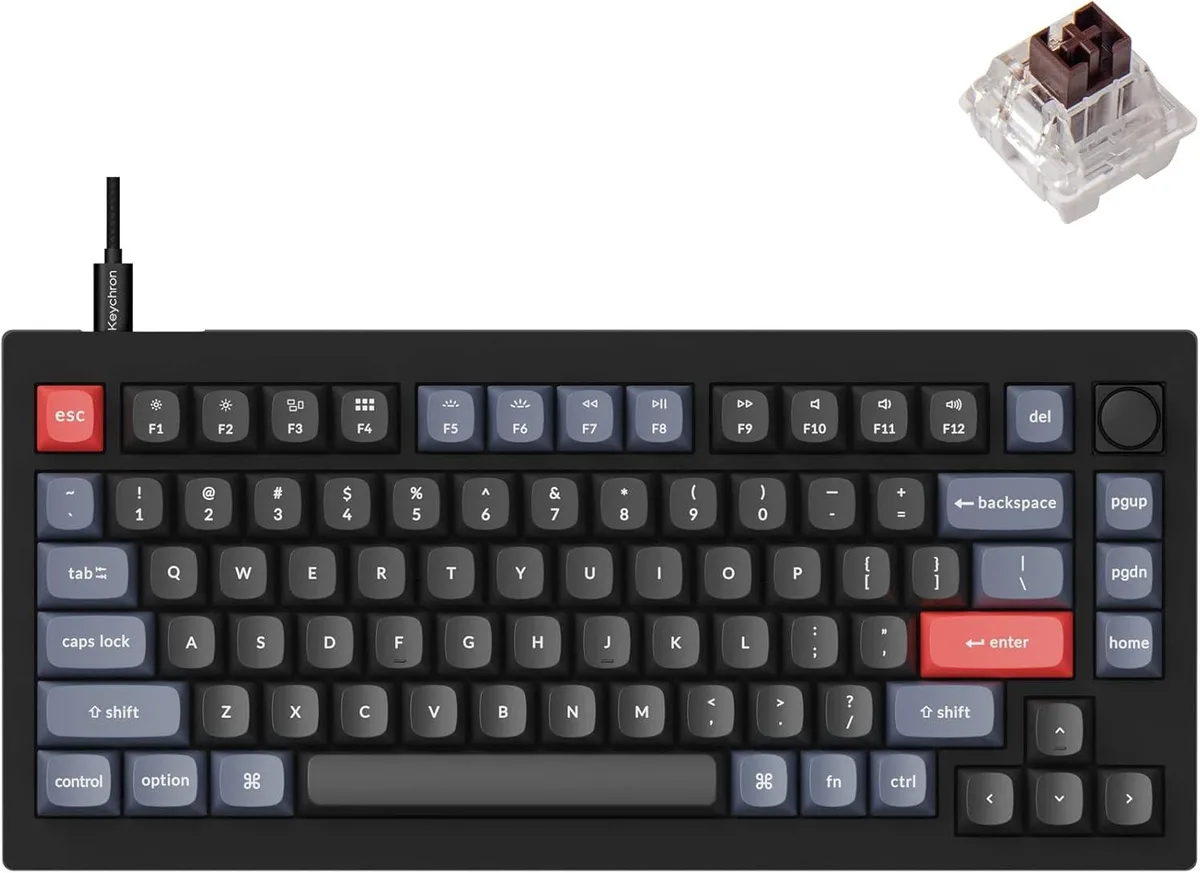 Compact 75 percent mechanical keyboard carbon black 81 keys visible