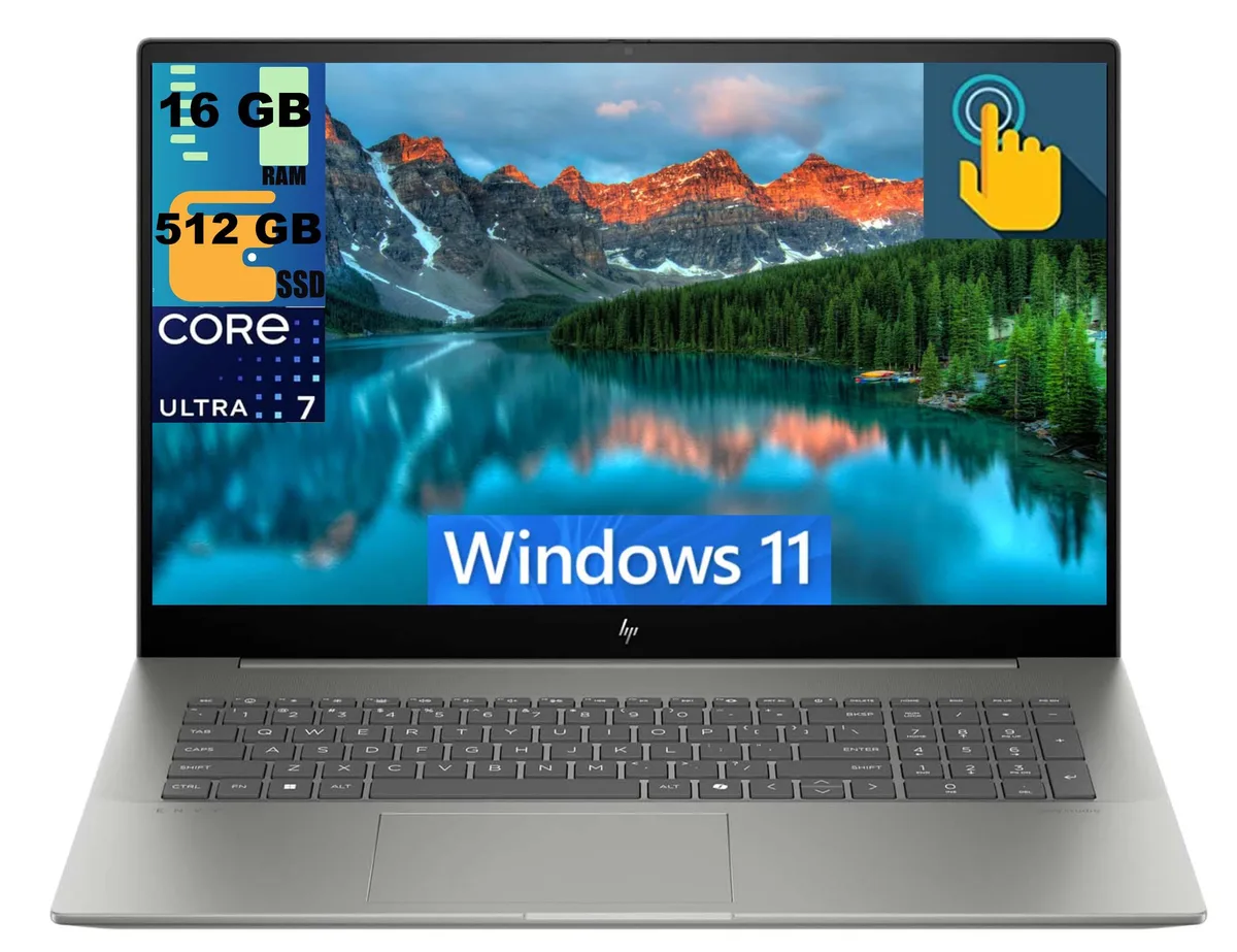 HP HP Envy 15 laptop 17.3" FHD Touchscreen Core Ultra 7 155H 16GB 512GB PCIe SSD Arc Graphics Wi-Fi 7 Gray — product photo