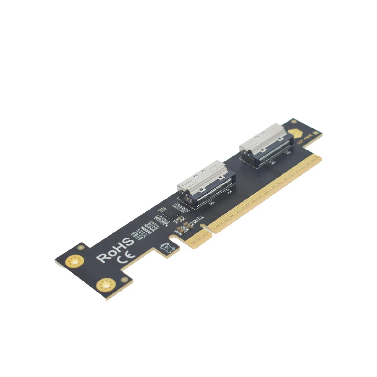 LetLinkSo LetLinkSo LLS-CD-1PC2MC-04 PCIe 5.0 x16 to 2 MCIO x8 Adapter for 4 U.2 NVMe SSD Side Top — ürün fotoğrafı