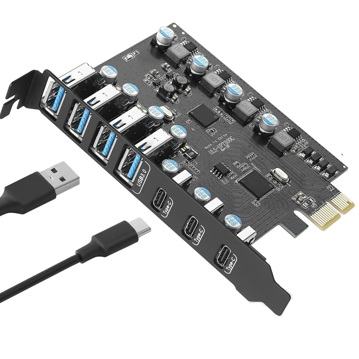 ESTONE ESTONE PCIE24A3C PCIe USB 3.0 7-Port Expansion Card (3× USB-C, 4× USB-A) — 商品照片