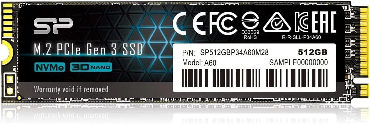 Silicon Power Silicon Power SP512GBP34A60M28 512GB NVMe M.2 2280 PCIe Gen3.0 internal SSD — photo du produit